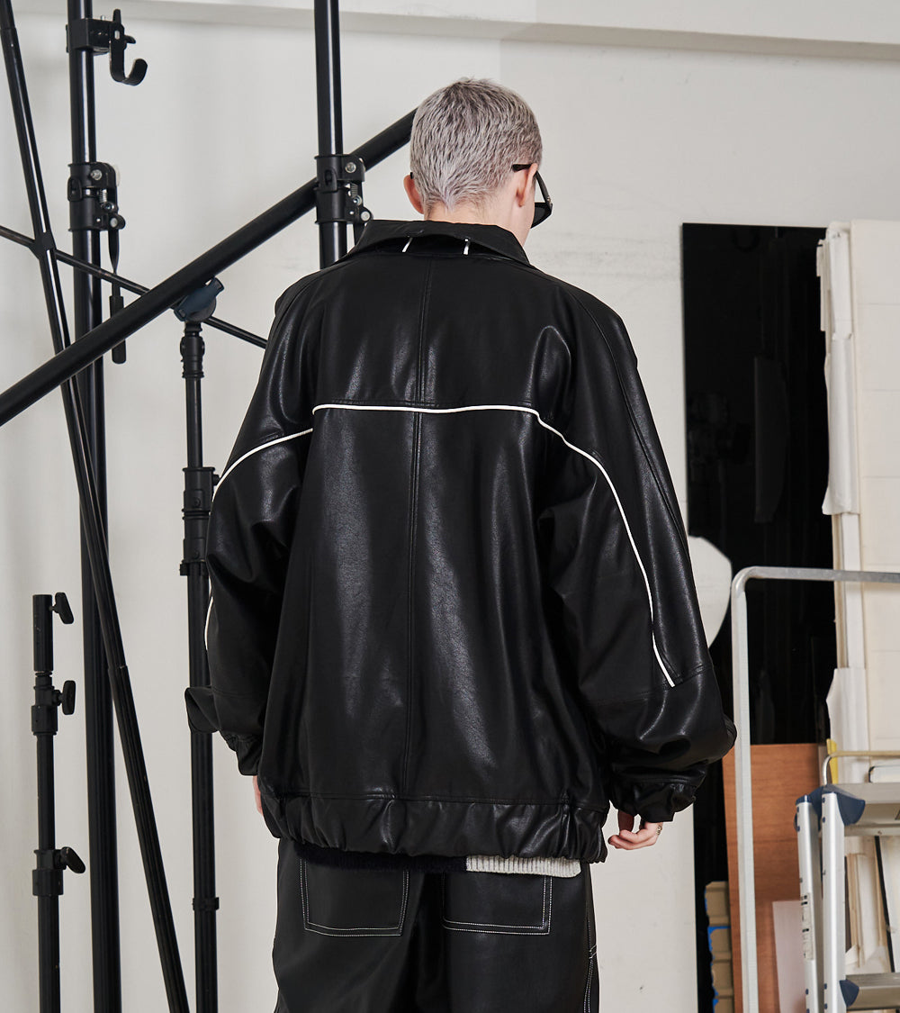 SYNTH-LETHER PIPING JACKET