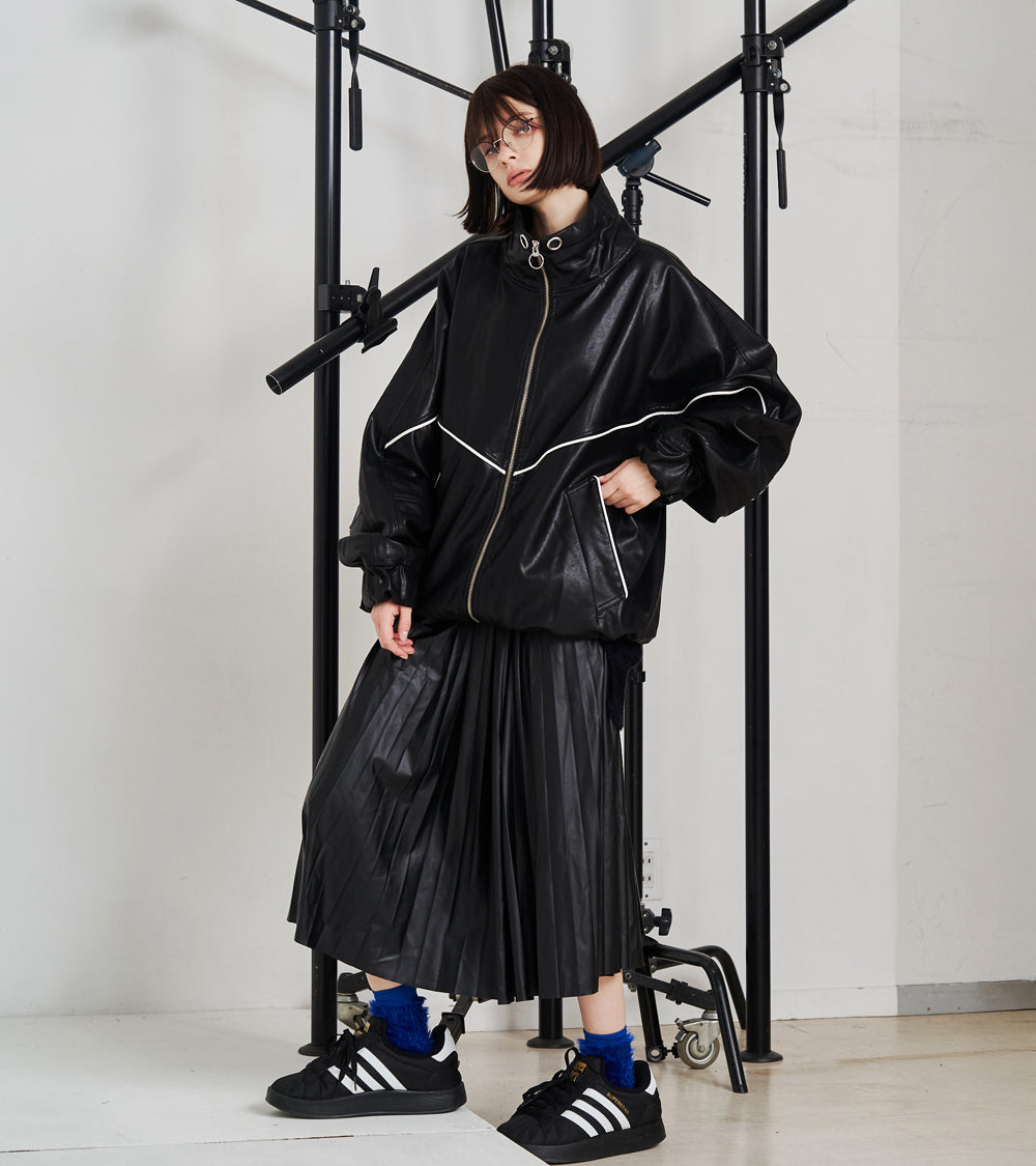 SYNTH-LETHER PIPING JACKET