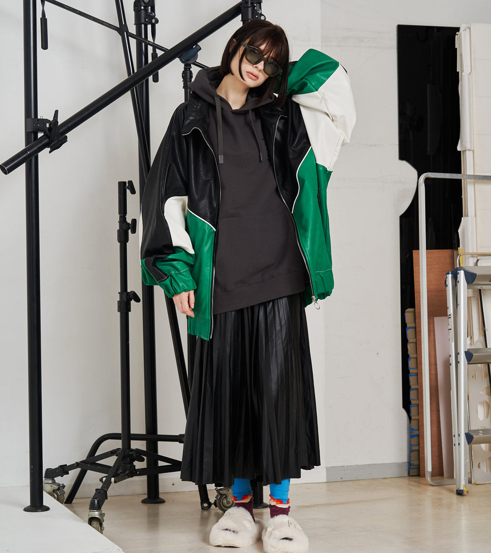 SYNTH-LETHER PIPING JACKET