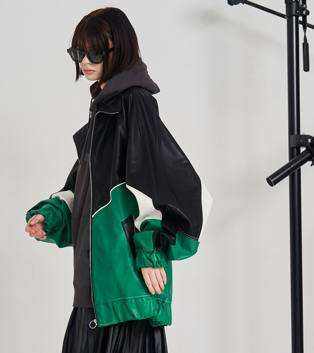 SYNTH-LETHER PIPING JACKET
