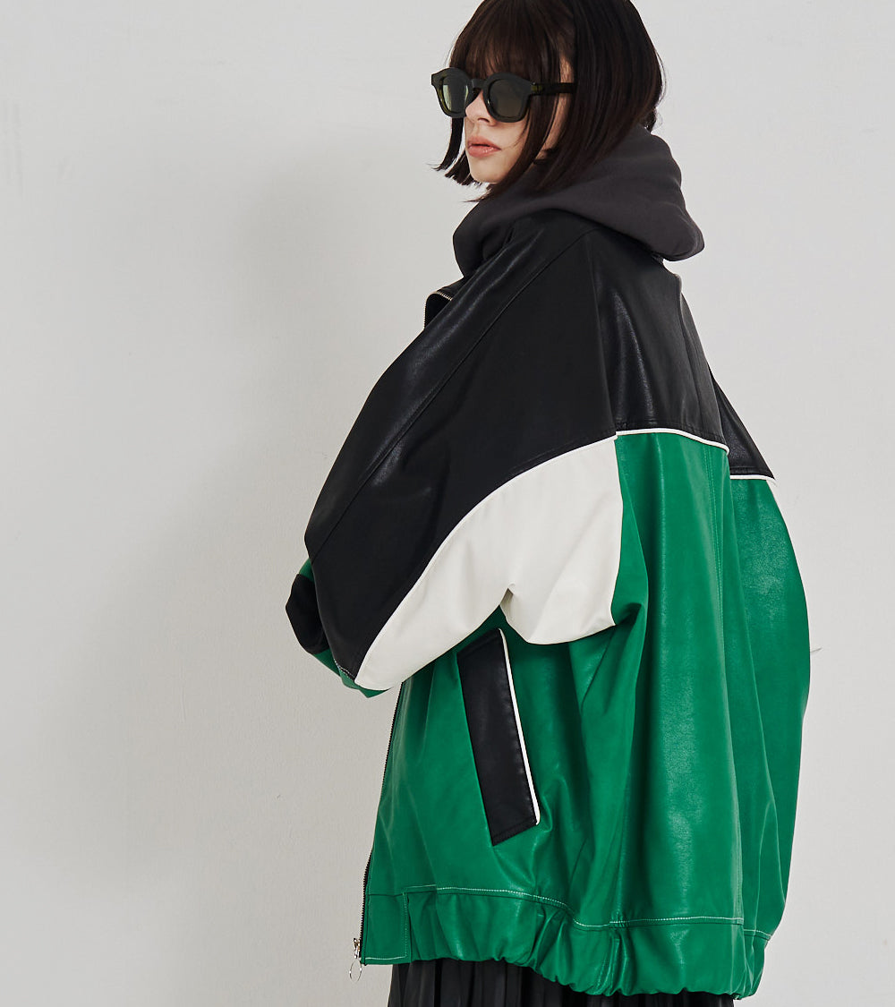 SYNTH-LETHER PIPING JACKET