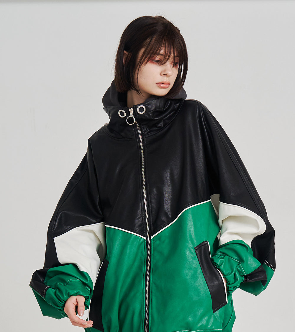 SYNTH-LETHER PIPING JACKET