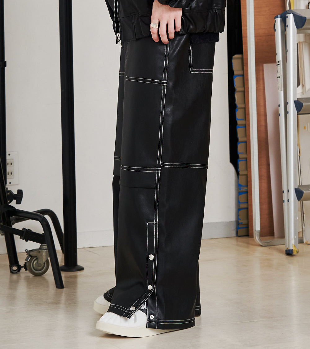 SYNTH-LETHER PAINTER PANTS