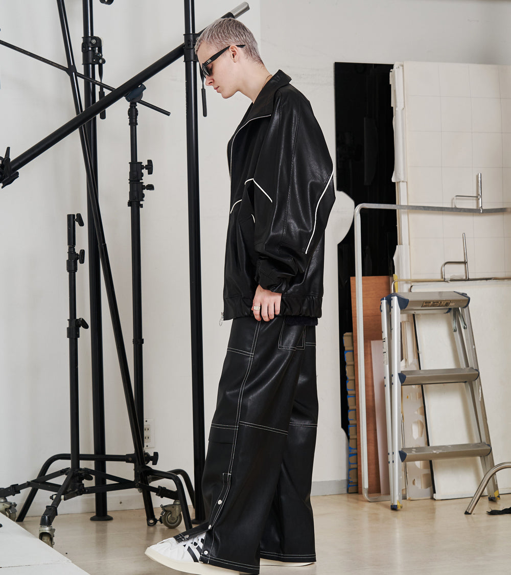 SYNTH-LETHER PAINTER PANTS