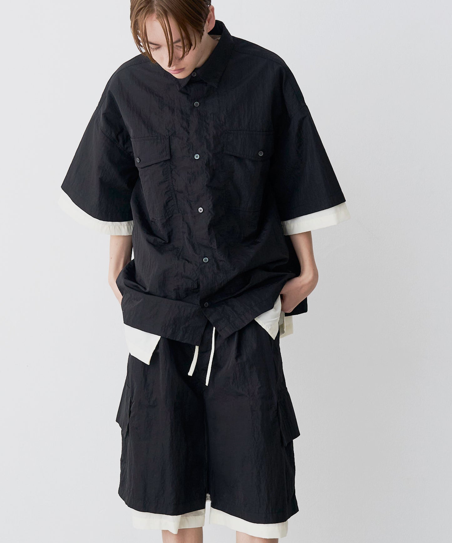 【予約商品】LAYERED H/S BOX SHIRTS