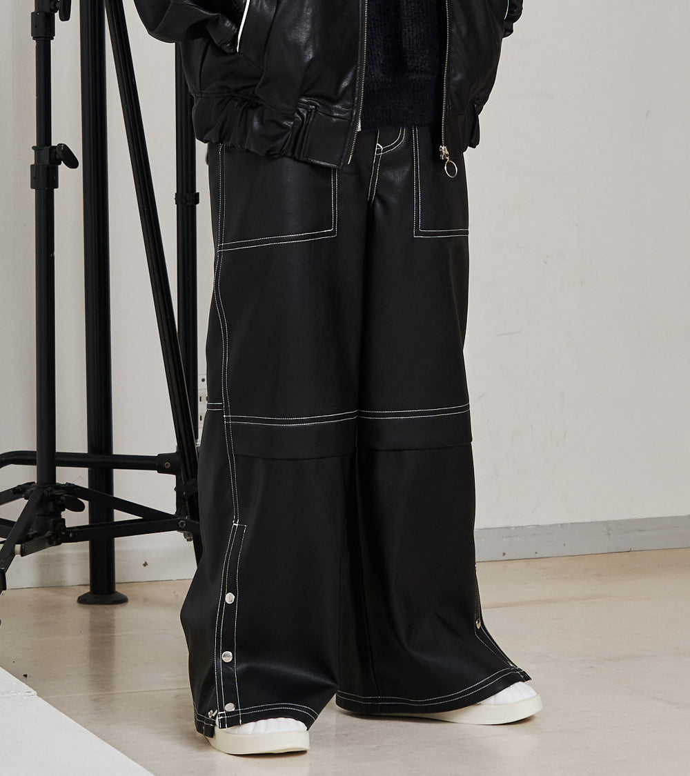 SYNTH-LETHER PAINTER PANTS