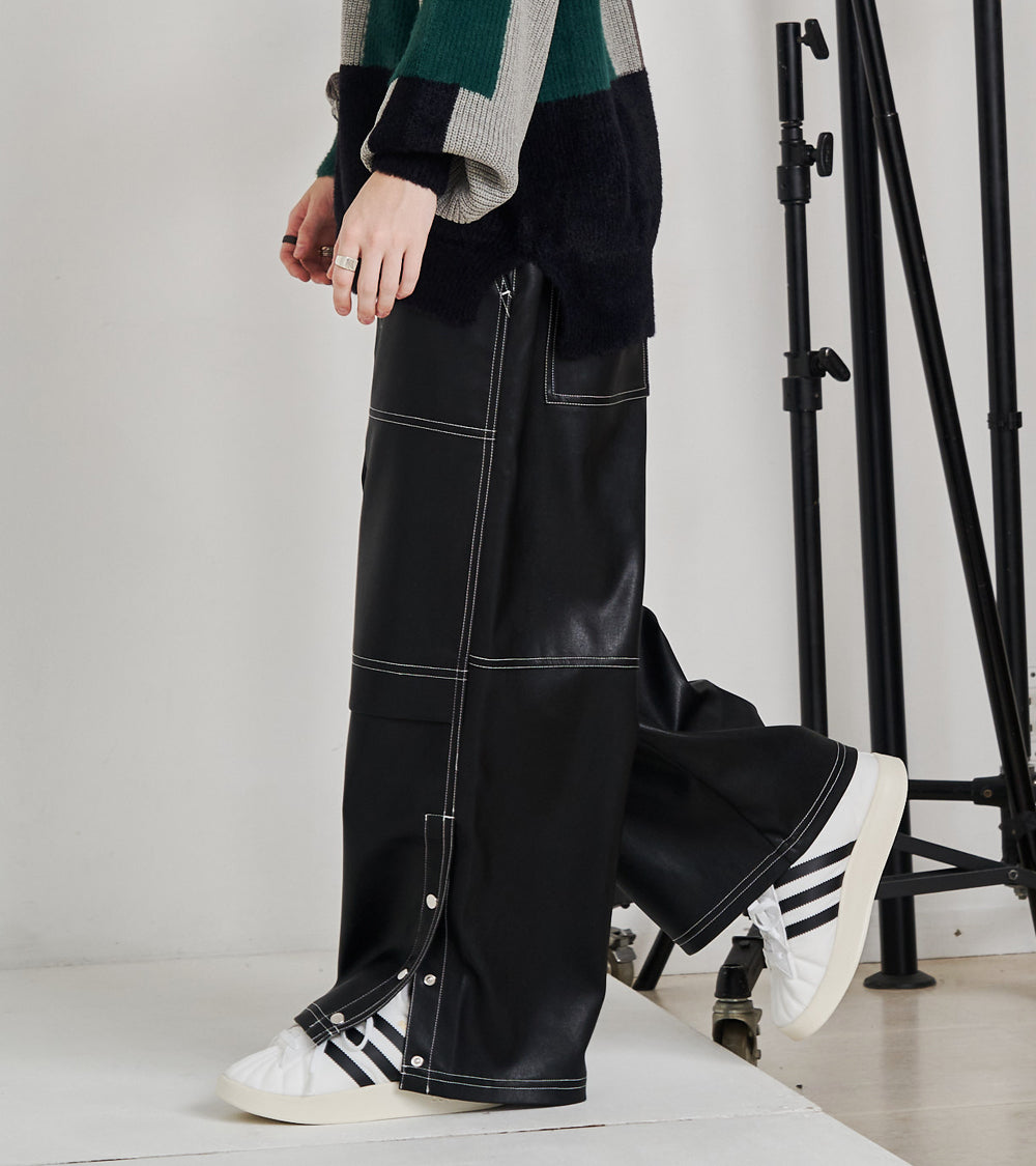 SYNTH-LETHER PAINTER PANTS