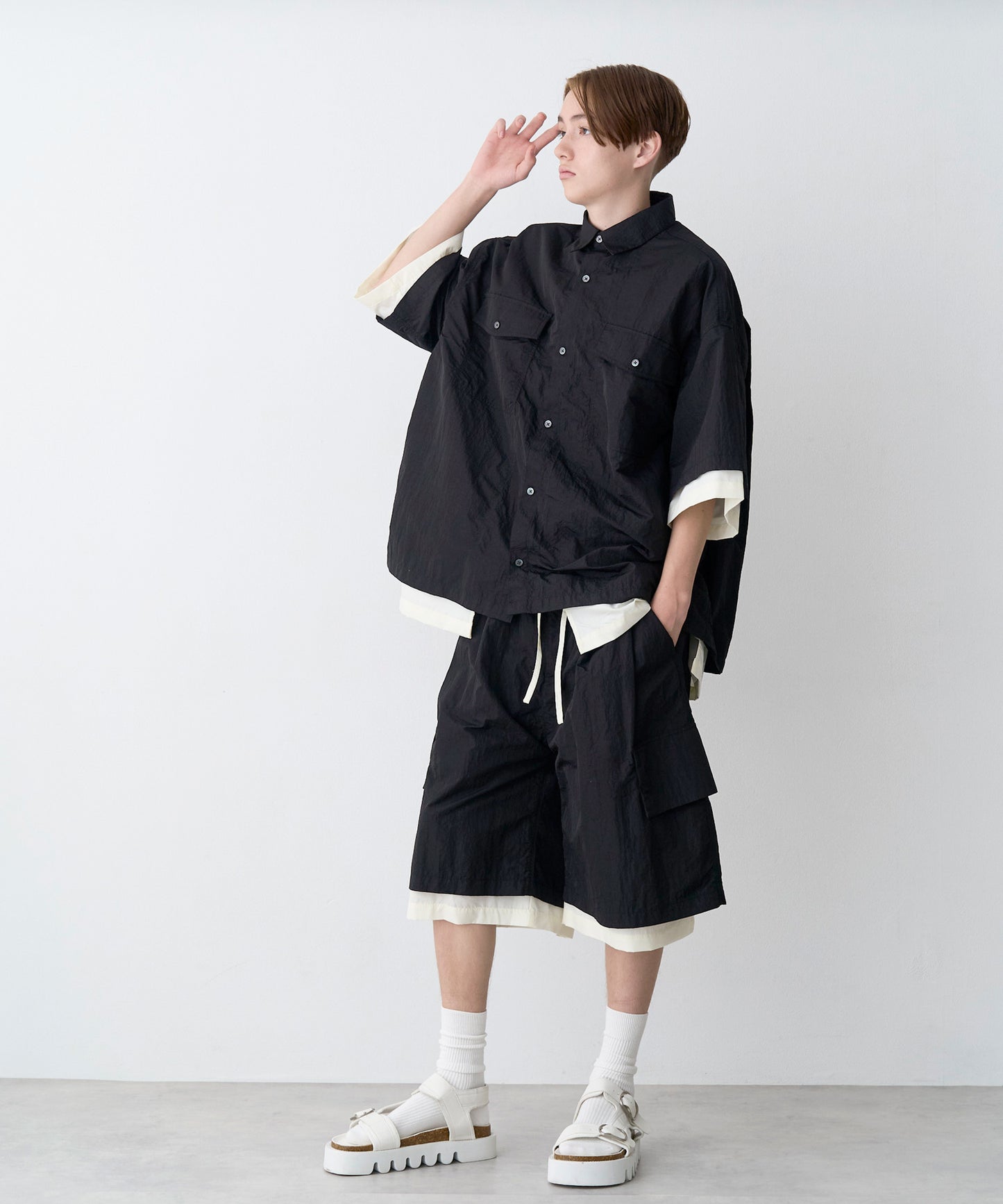 【予約商品】LAYERED H/S BOX SHIRTS