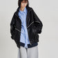 SYNTH-LETHER PIPING JACKET