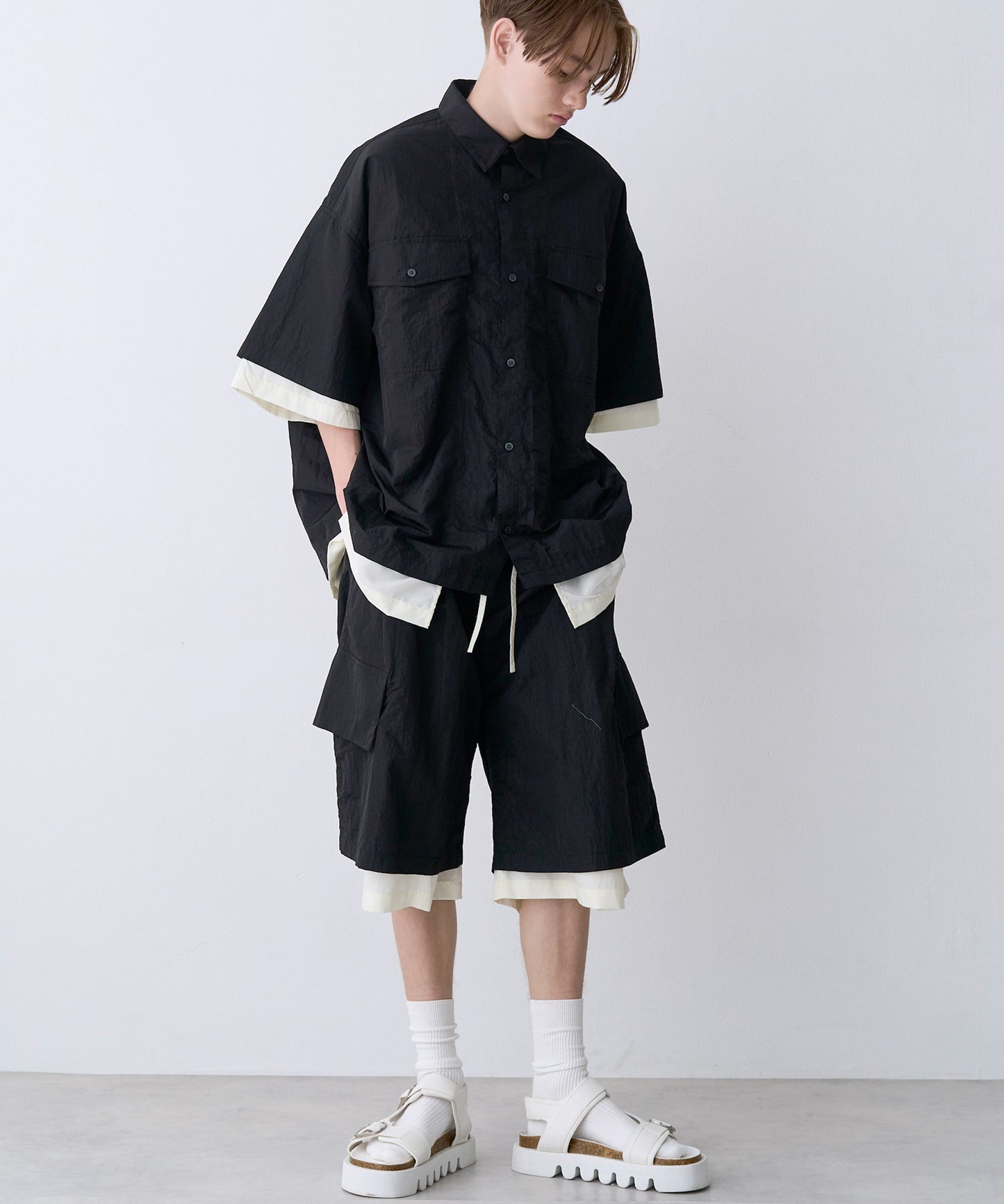【予約商品】LAYERED H/S BOX SHIRTS