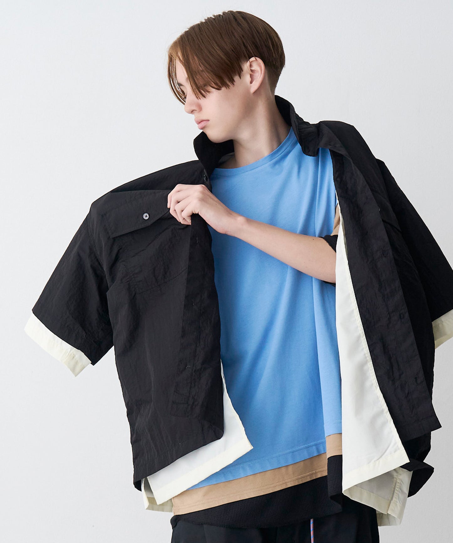 【予約商品】LAYERED H/S BOX SHIRTS