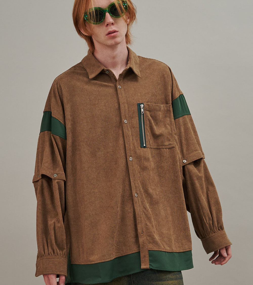 CORDUROY 2WAY BLOCK SHIRTS