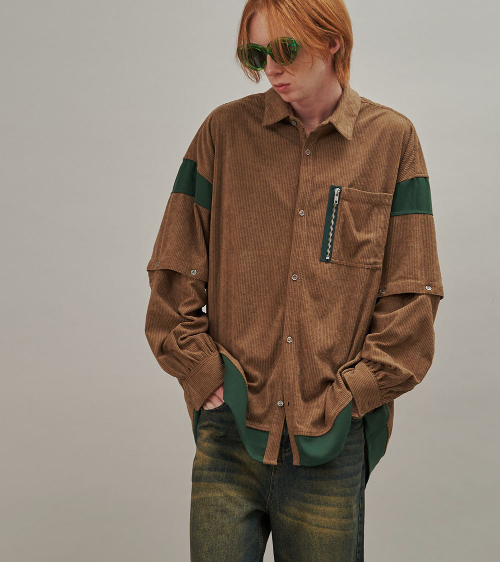 CORDUROY 2WAY BLOCK SHIRTS