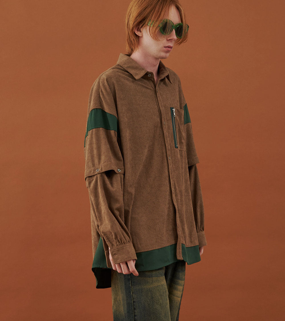 CORDUROY 2WAY BLOCK SHIRTS