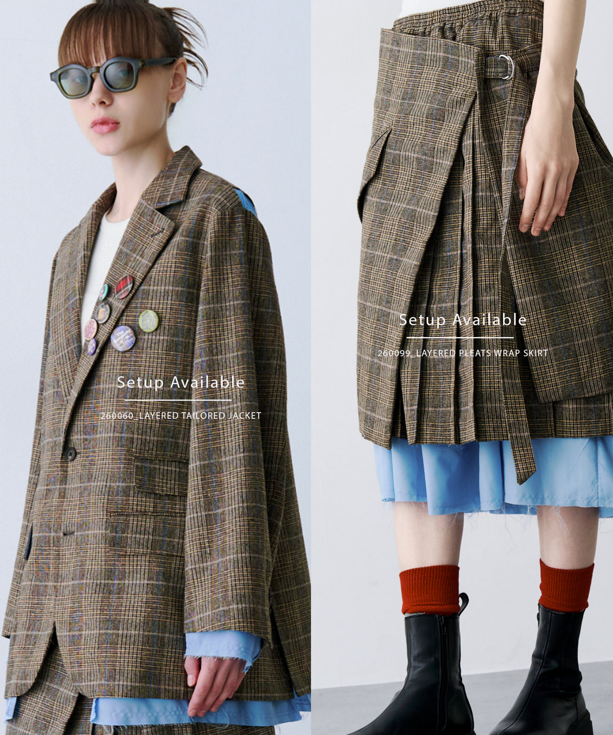 LAYERED PLEATS WRAP SKIRT