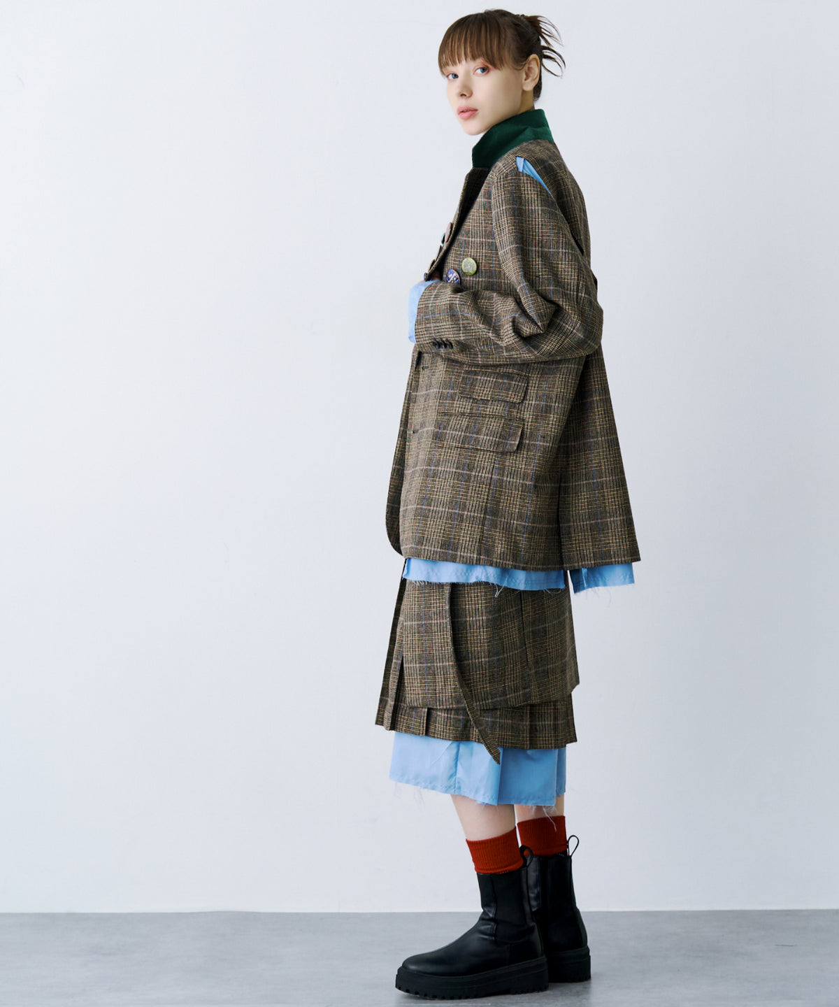 LAYERED PLEATS WRAP SKIRT