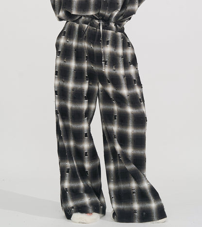 【SALE】2-ZIP DAMAGE  CHECK  PANTS
