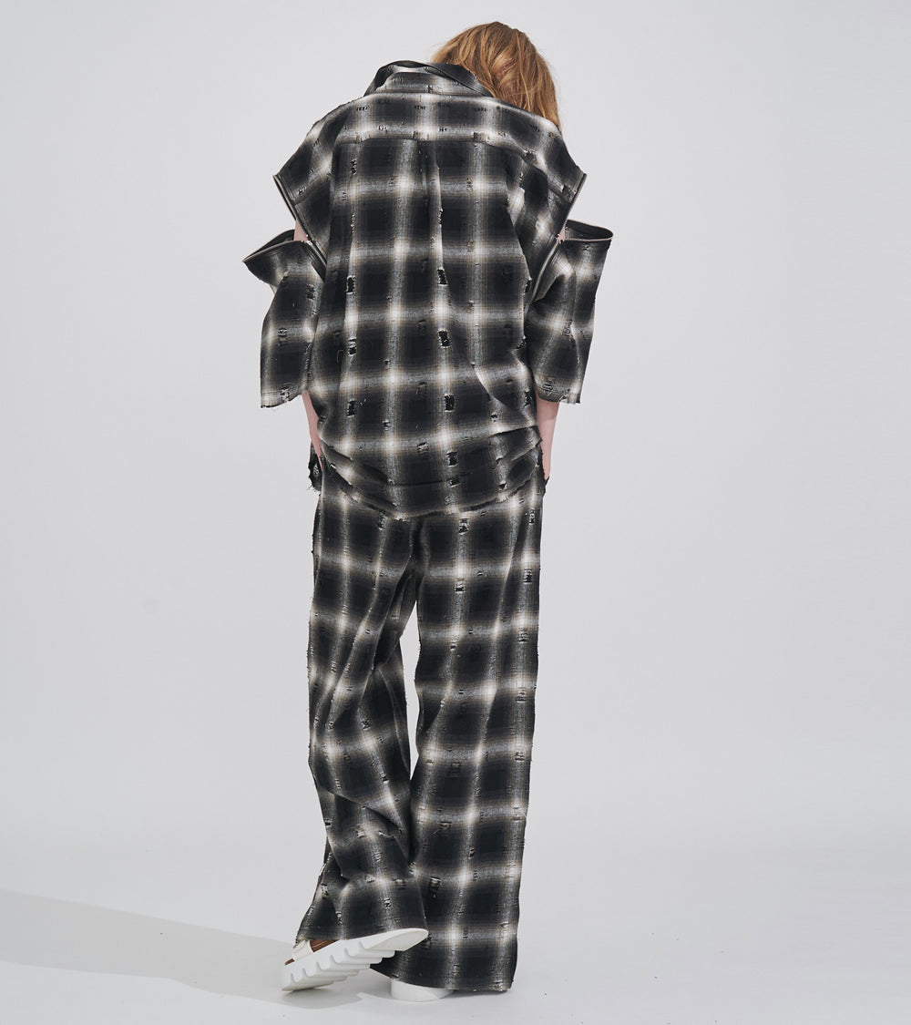 【SALE】2-ZIP DAMAGE  CHECK  PANTS