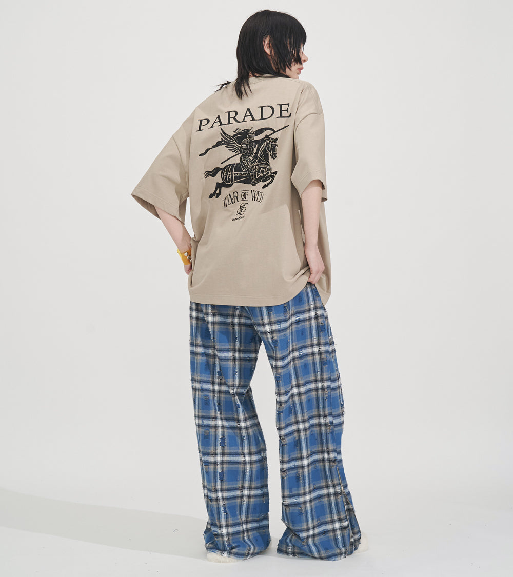 【SALE】2-ZIP DAMAGE  CHECK  PANTS