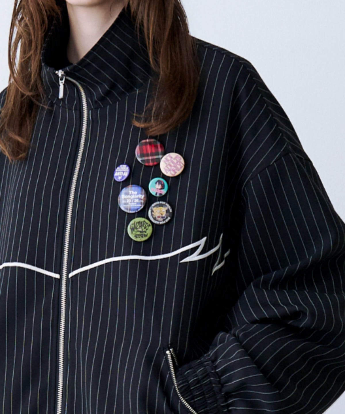 STRIPE MARKED BLOUSON with BADGE