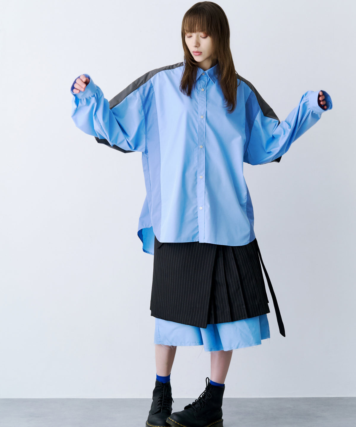 LAYERED PLEATS WRAP SKIRT
