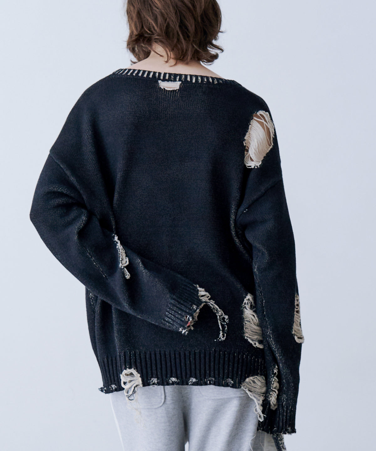 GRUNGE DAMAGE PRINT KNIT