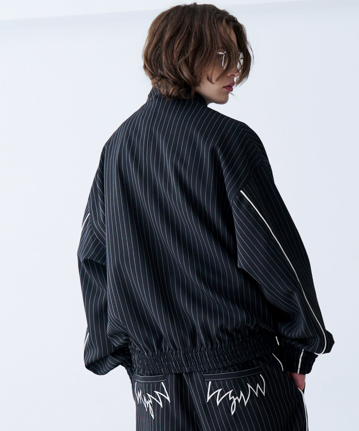 STRIPE MARKED BLOUSON with BADGE