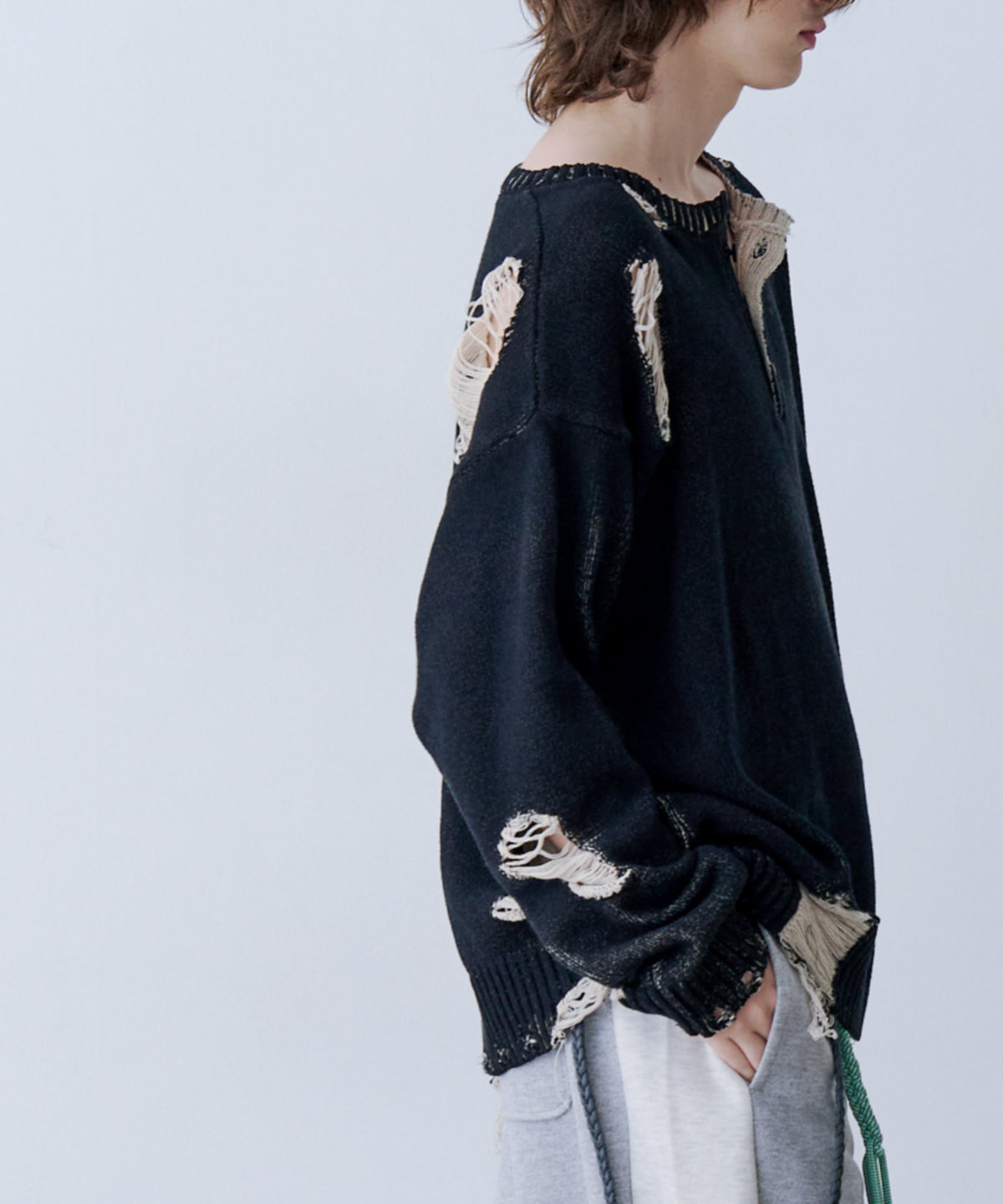 GRUNGE DAMAGE PRINT KNIT