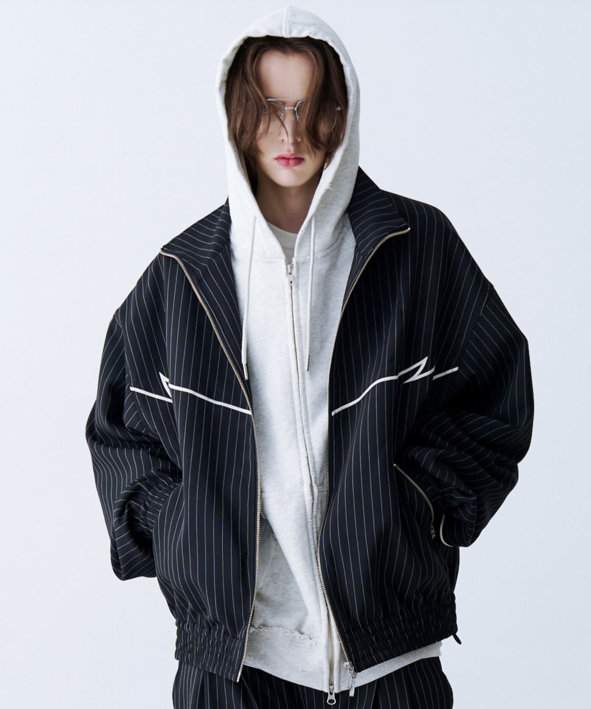 STRIPE MARKED BLOUSON with BADGE