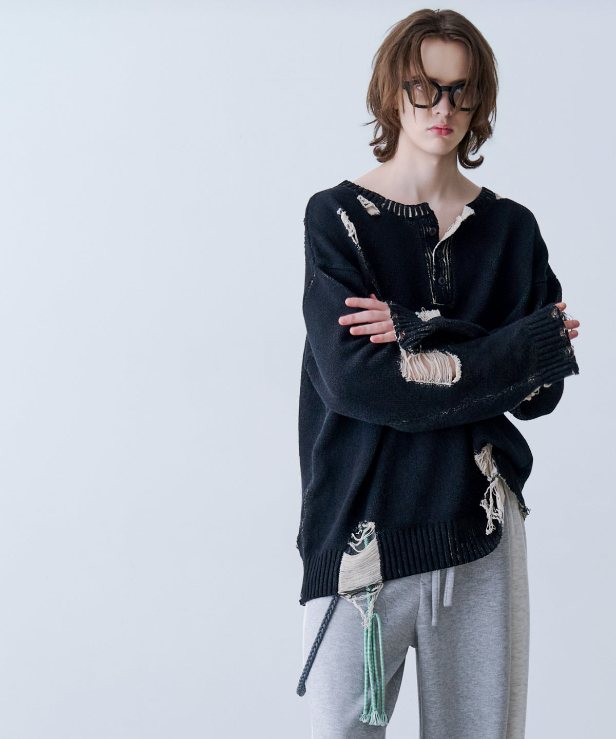 GRUNGE DAMAGE PRINT KNIT