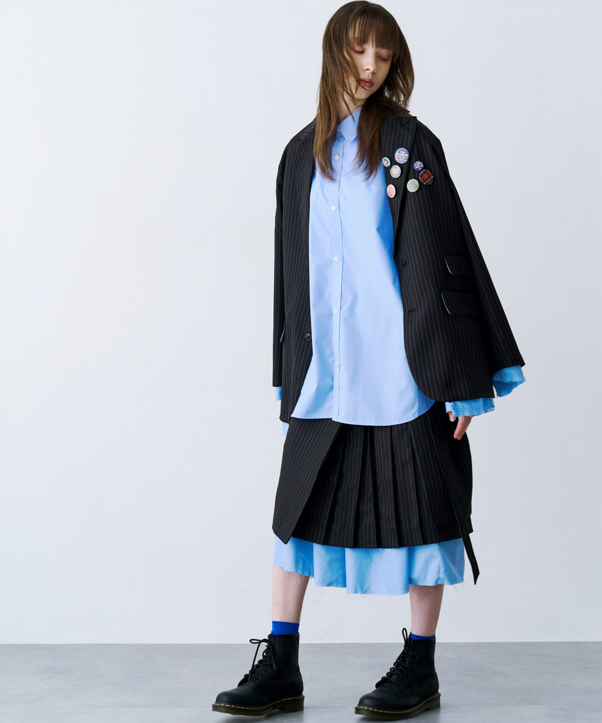 LAYERED PLEATS WRAP SKIRT