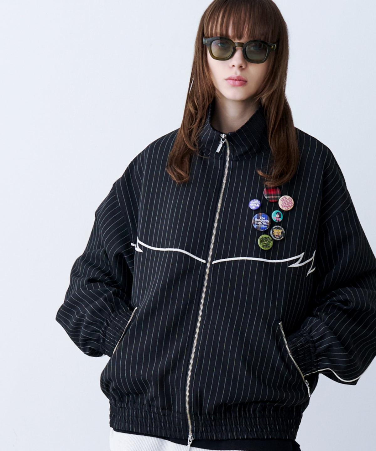 STRIPE MARKED BLOUSON with BADGE