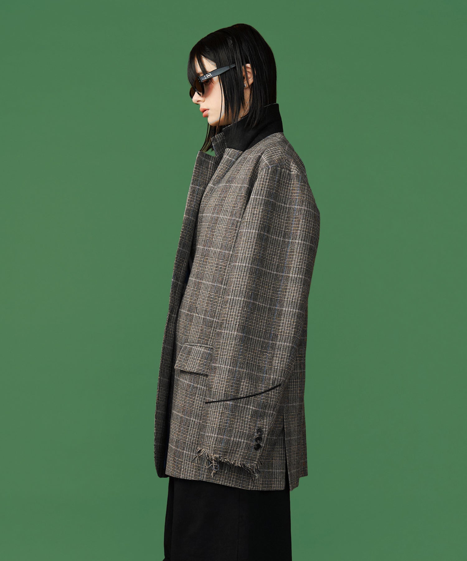 GRUNGE CHECK TAILORED JACKET with BADGE – seesew