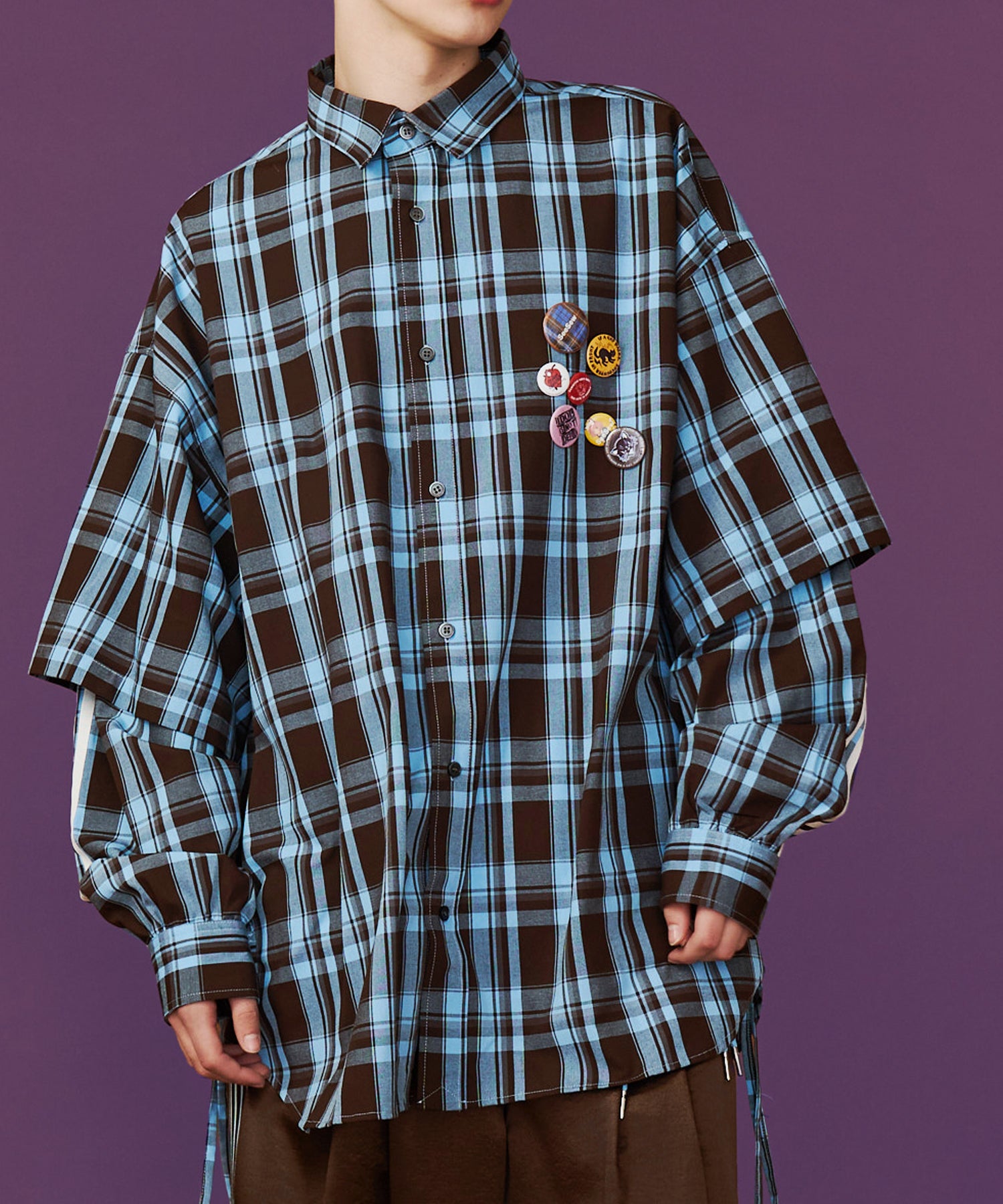 CHECK LINE OVER SHIRTS with BADGE – seesew