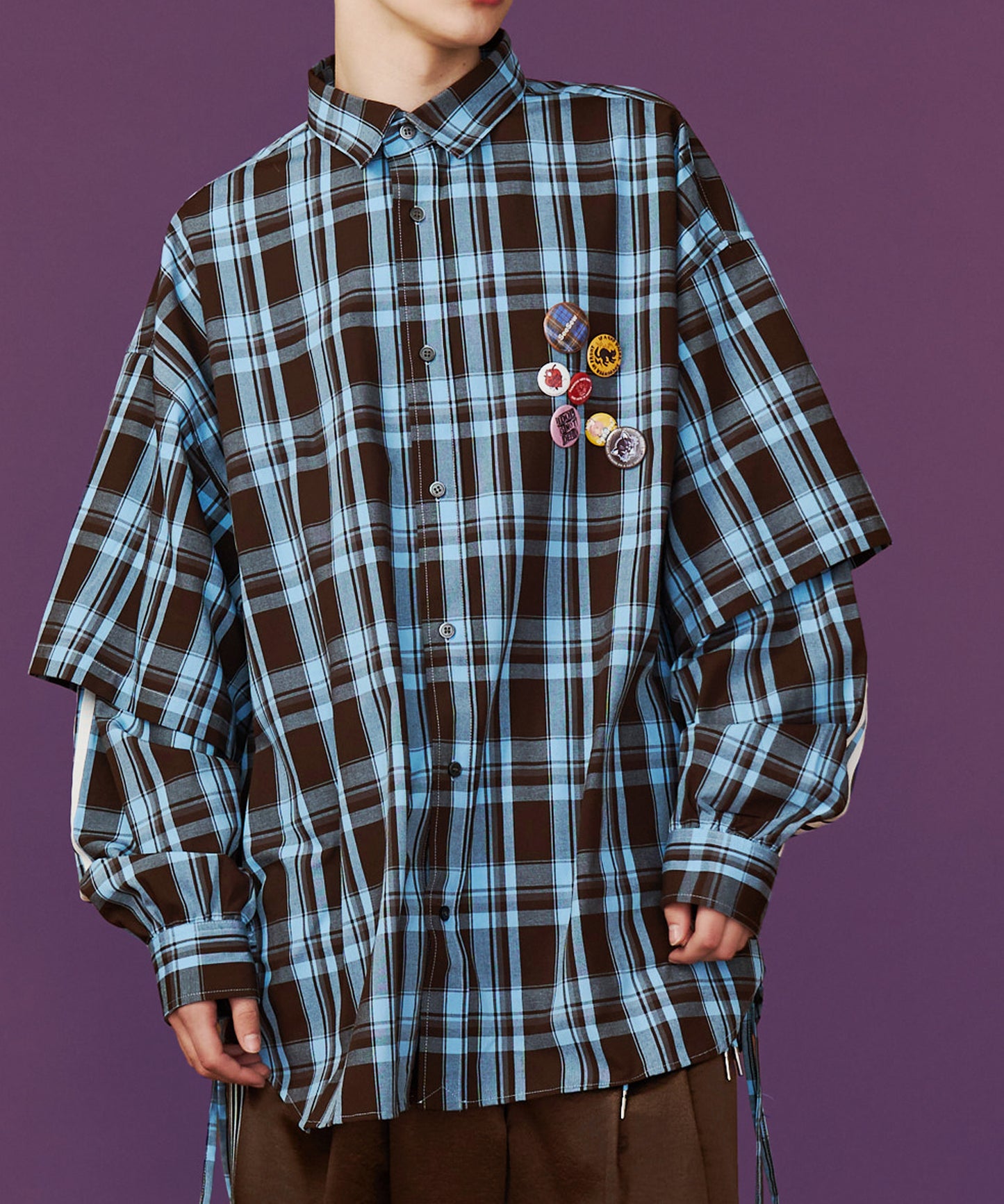 【予約商品】CHECK LINE OVER SHIRTS  with BADGE