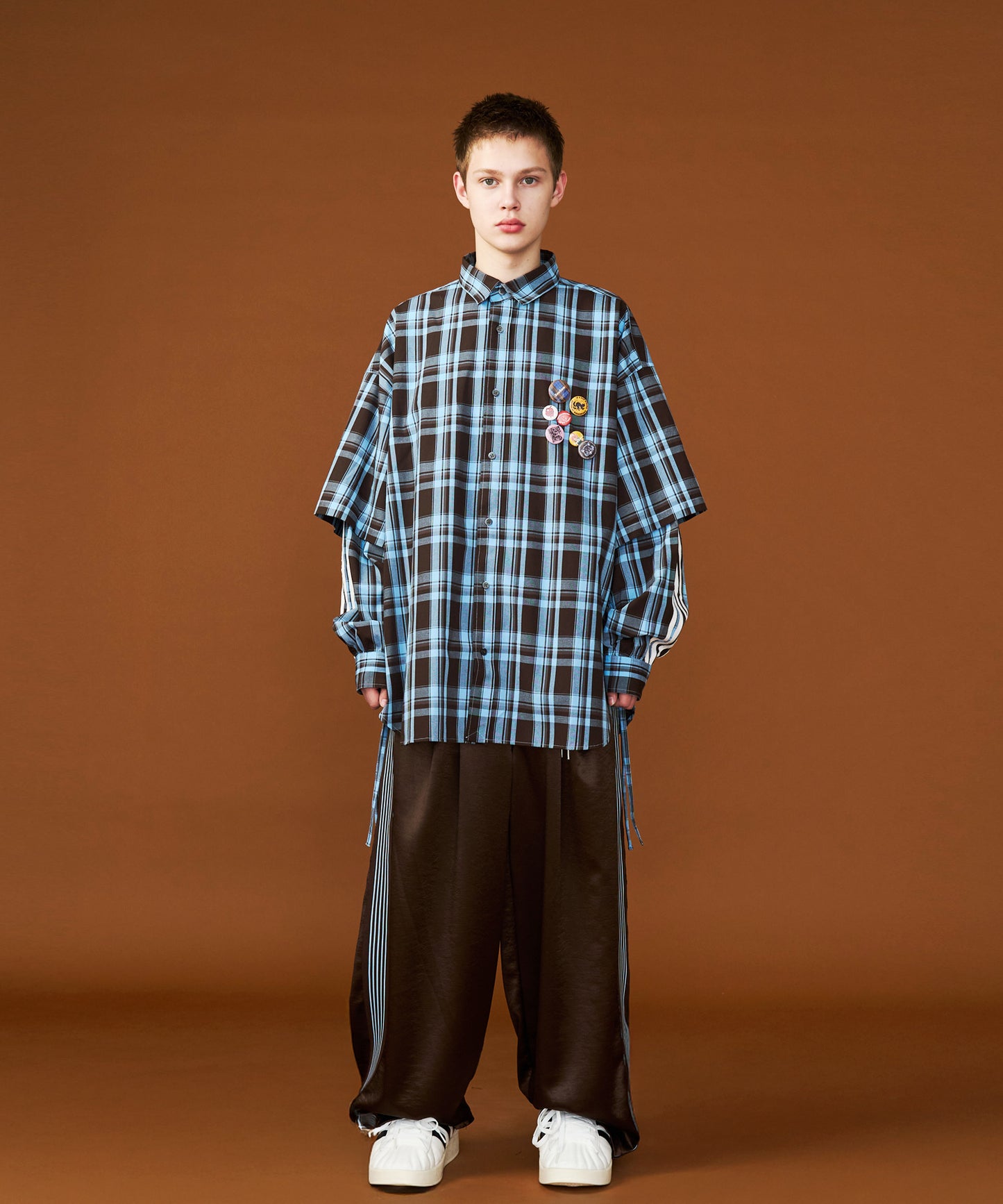 【予約商品】CHECK LINE OVER SHIRTS  with BADGE