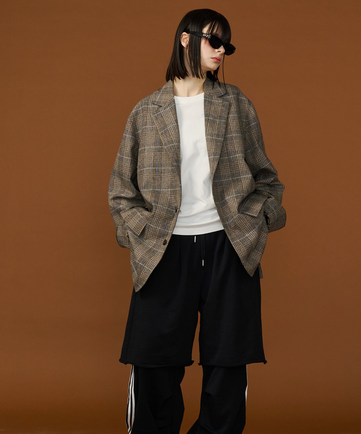 GRUNGE CHECK TAILORED JACKET with BADGE – seesew