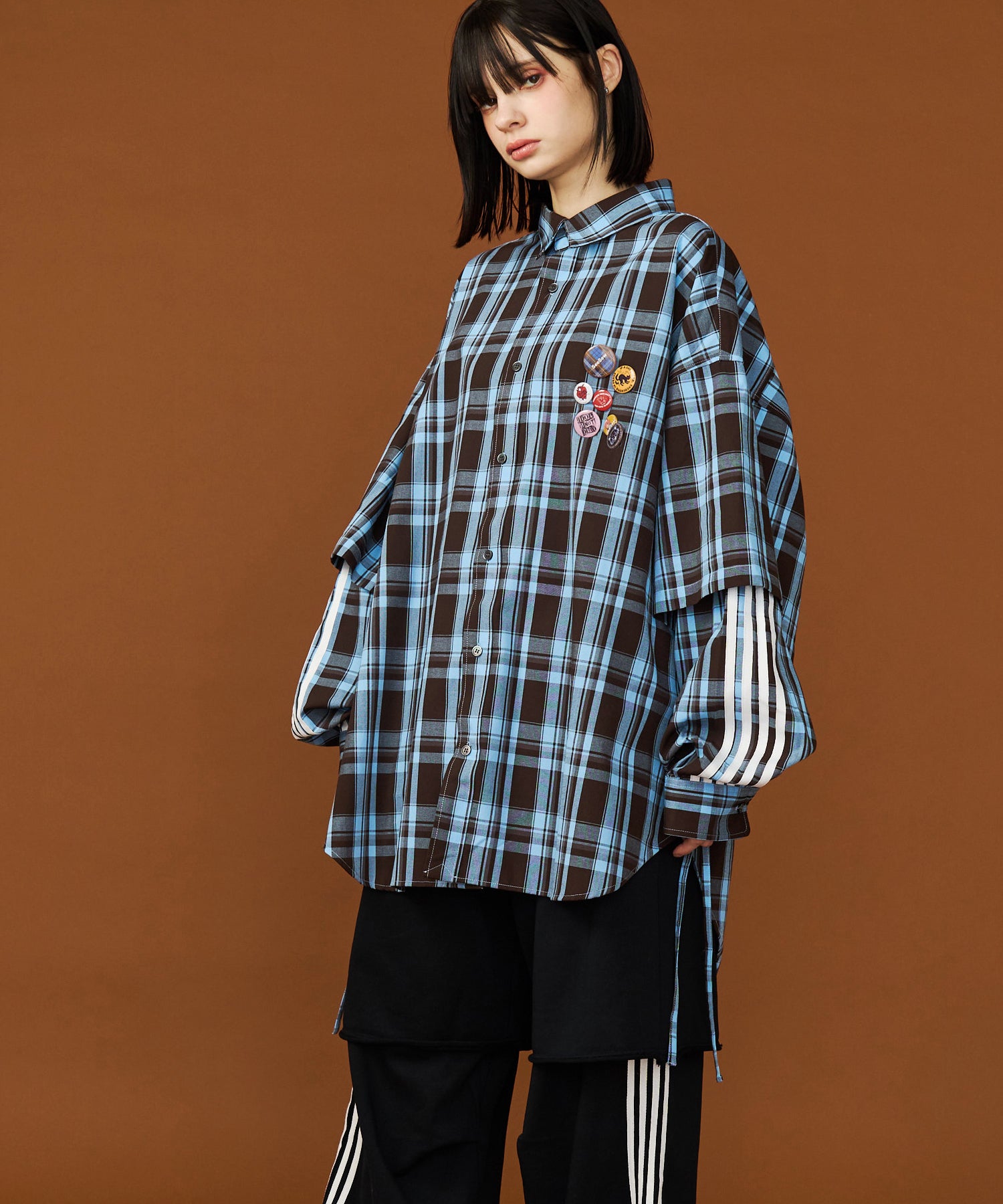CHECK LINE OVER SHIRTS with BADGE – seesew