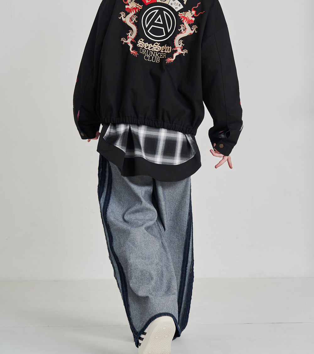 REVERSE DENIM WIDE PANTS