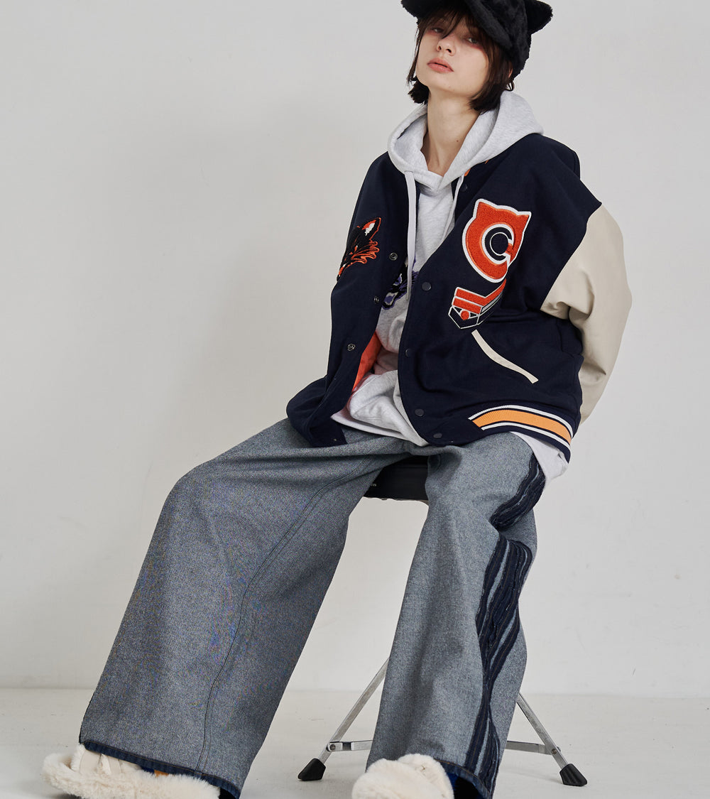 REVERSE DENIM WIDE PANTS