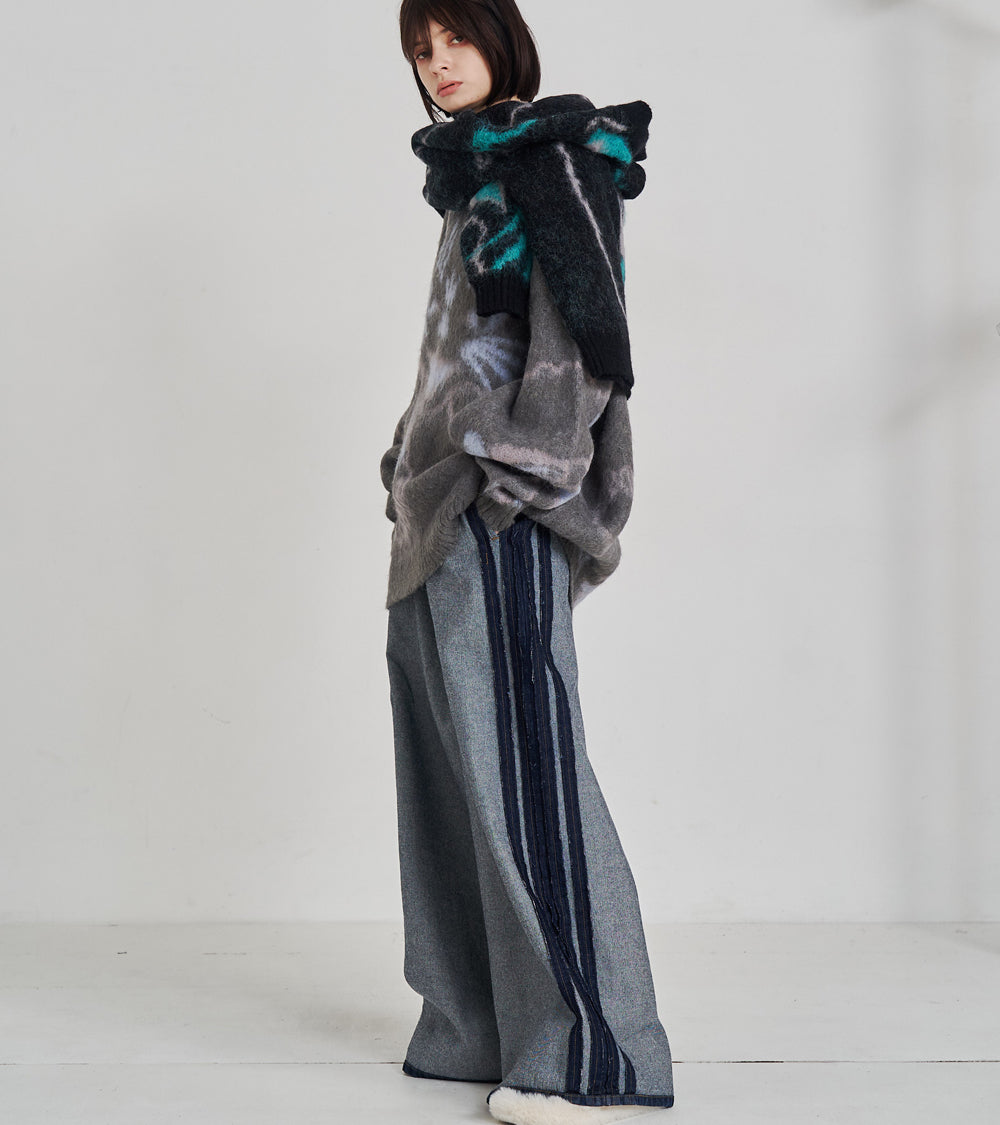 REVERSE DENIM WIDE PANTS