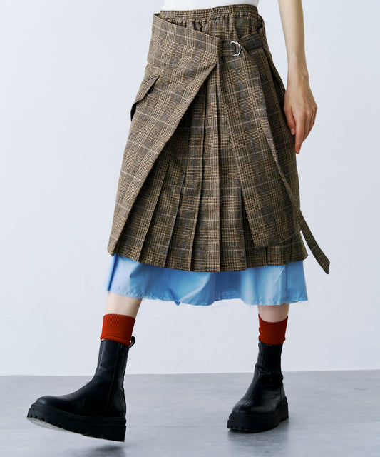 LAYERED PLEATS WRAP SKIRT