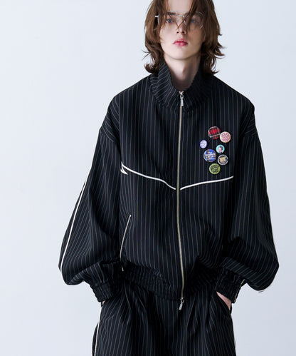 STRIPE MARKED BLOUSON with BADGE