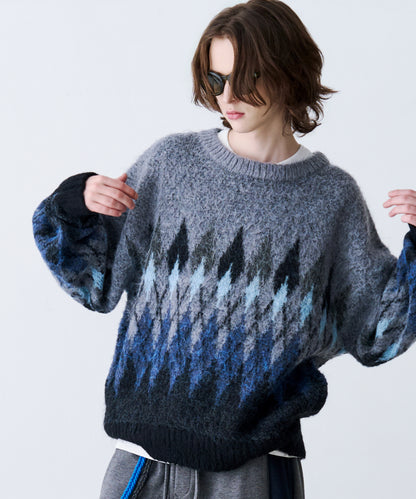 ARGYLE SHAGGY KNIT