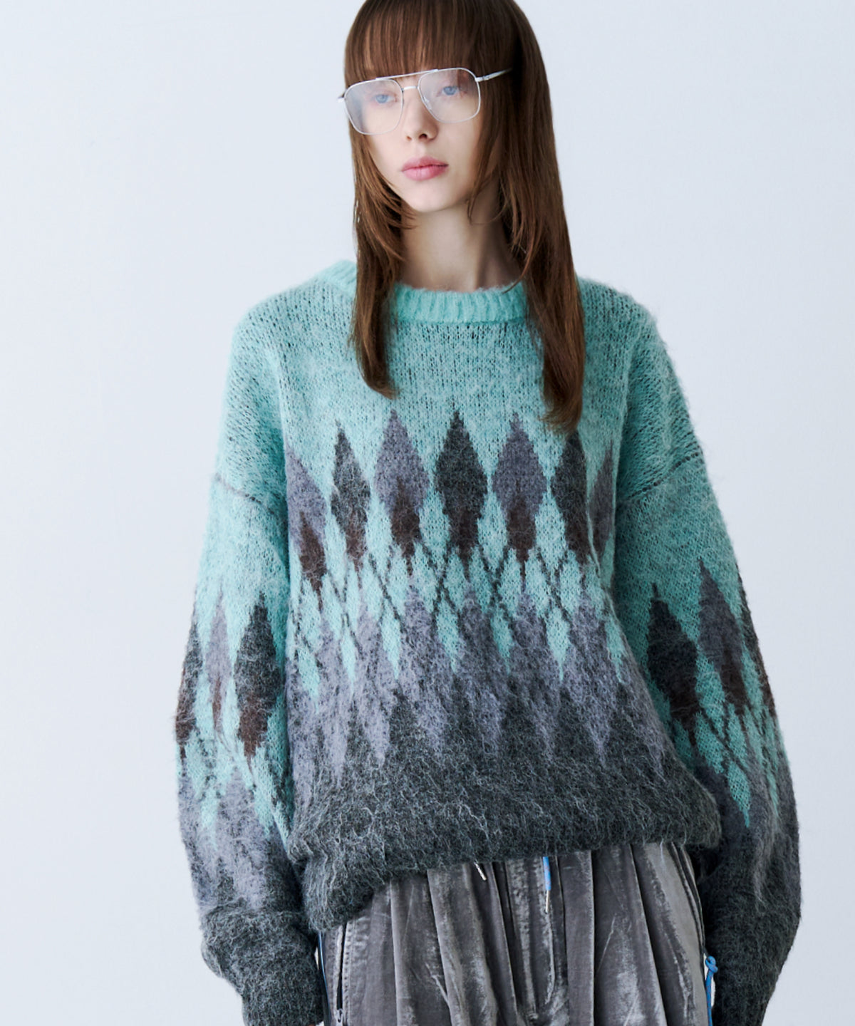 ARGYLE SHAGGY KNIT