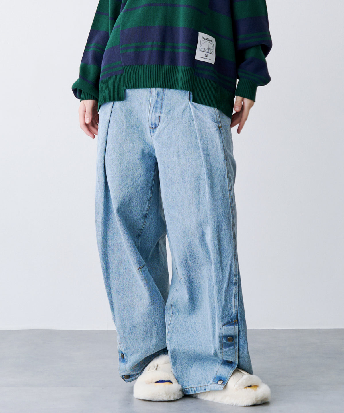 【一部予約】DENIM CURVE PANTS