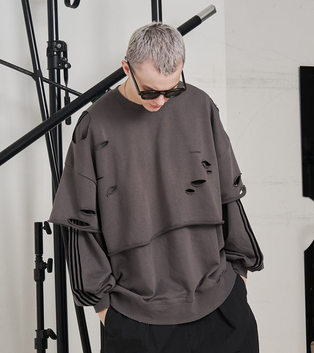 LAYERD DAMAGE SWEAT