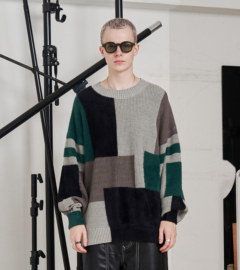【再販 一部予約商品】MIXYARN PATCHWORK KNIT