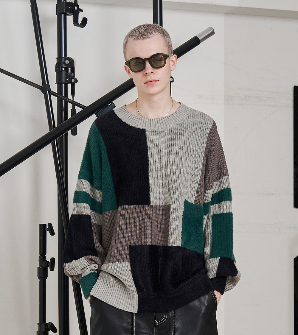 【再販 一部予約商品】MIXYARN PATCHWORK KNIT