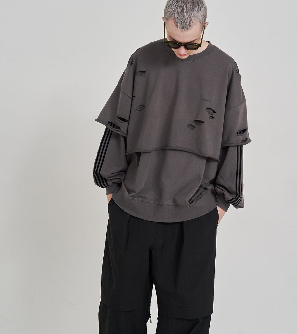 LAYERD DAMAGE SWEAT